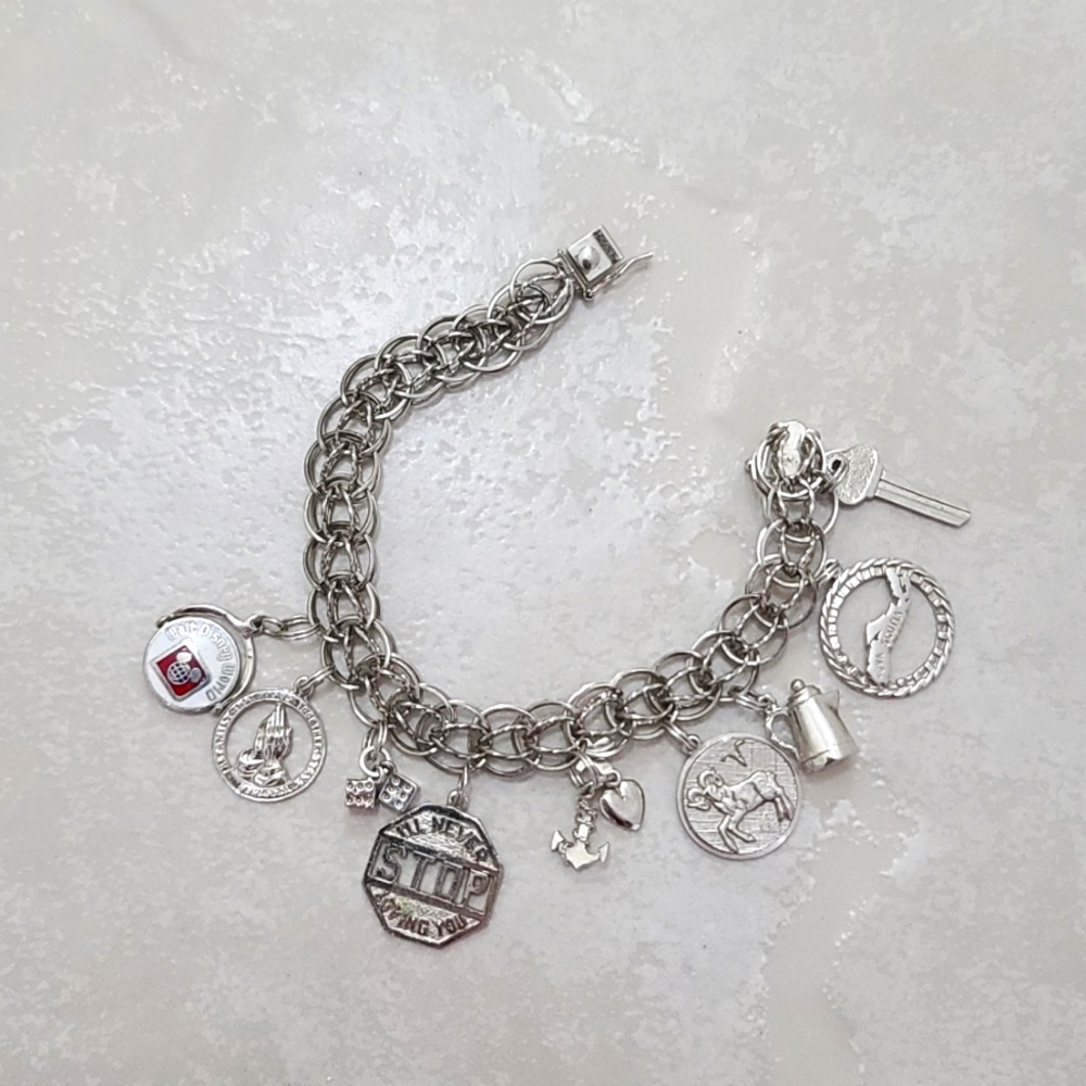 Vintage sterling silver charm bracelet